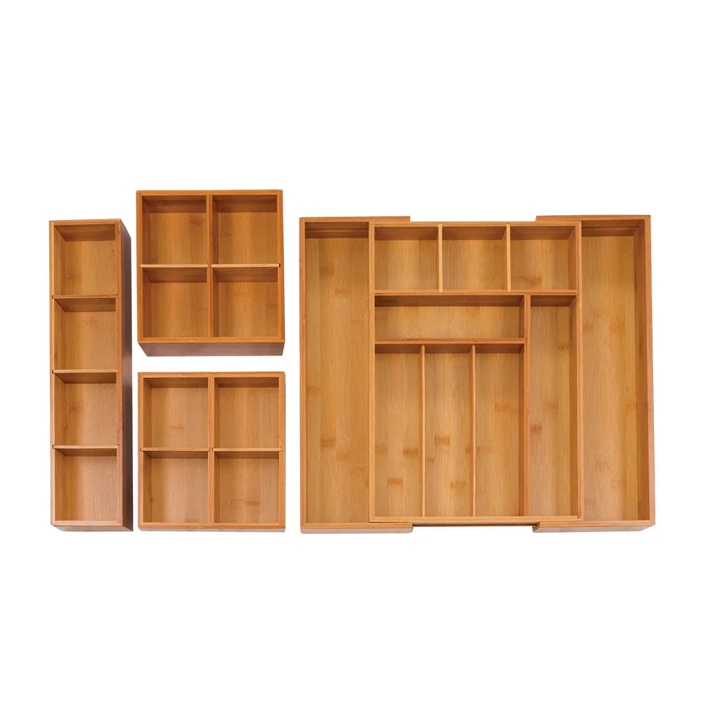 Bamboo Drawer Expandable Organizer Set new 4-Piece Classics