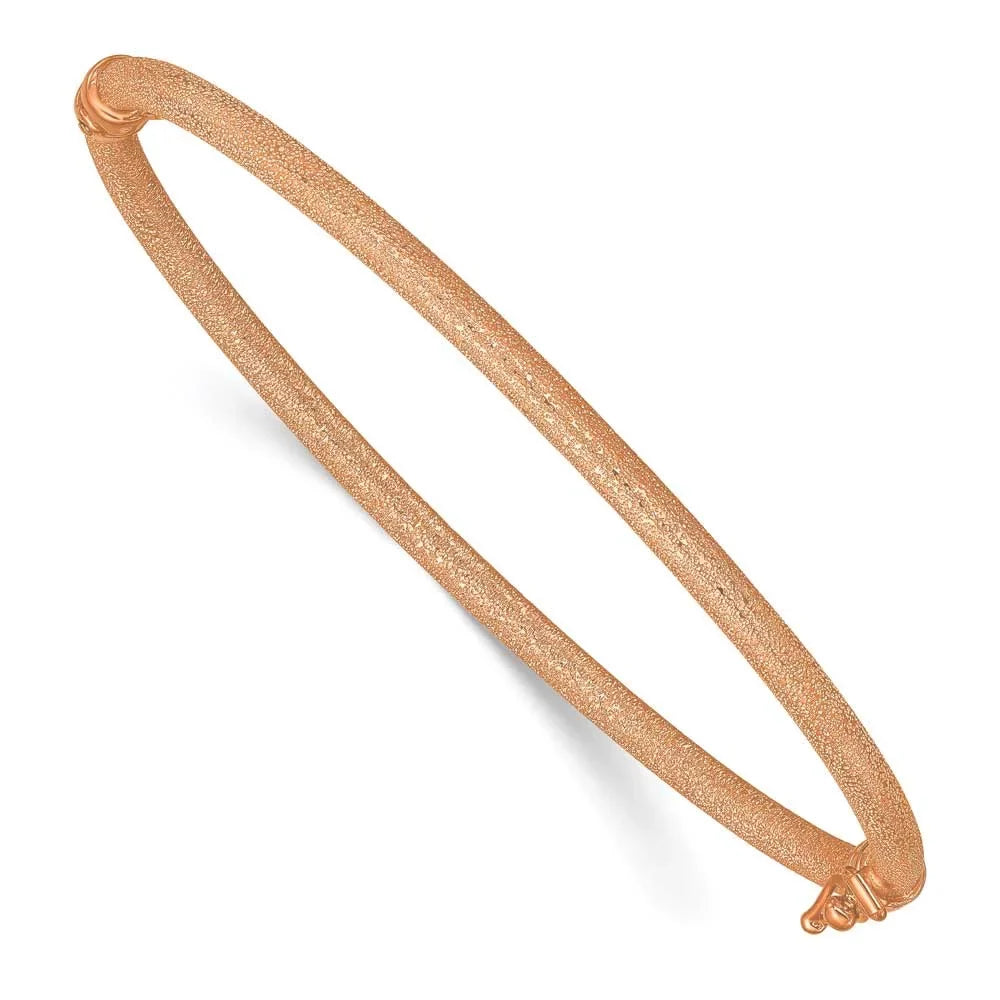 14K Bangle Rose Textured Gold Hinged