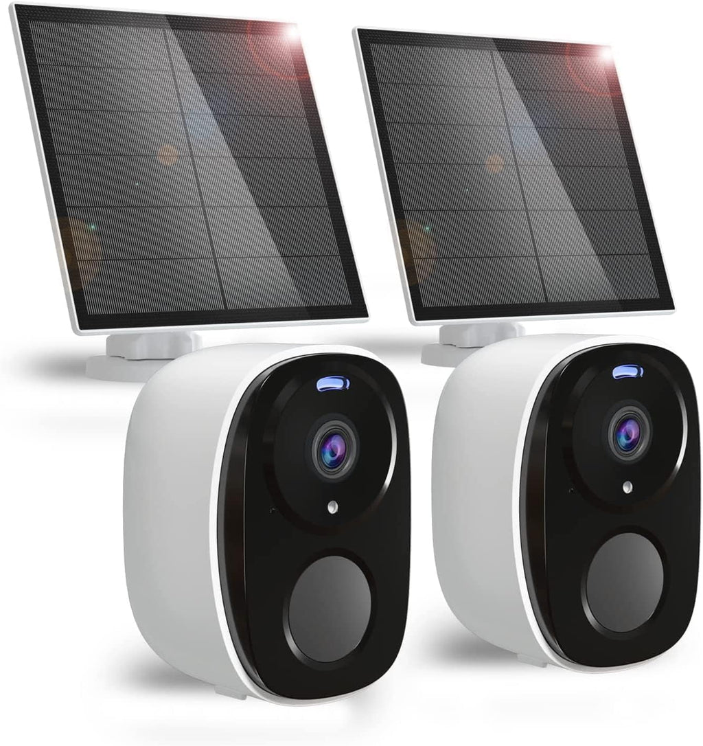 Audio, Detection, Night Camera Color Vision, Panel Solar AI IP65 Waterproof, trendy 2Pack Card/Cloud Storage Motion with Wireless Security Outdoor Cameras SD for Security, Cameras with Home 2K Two-Way Home