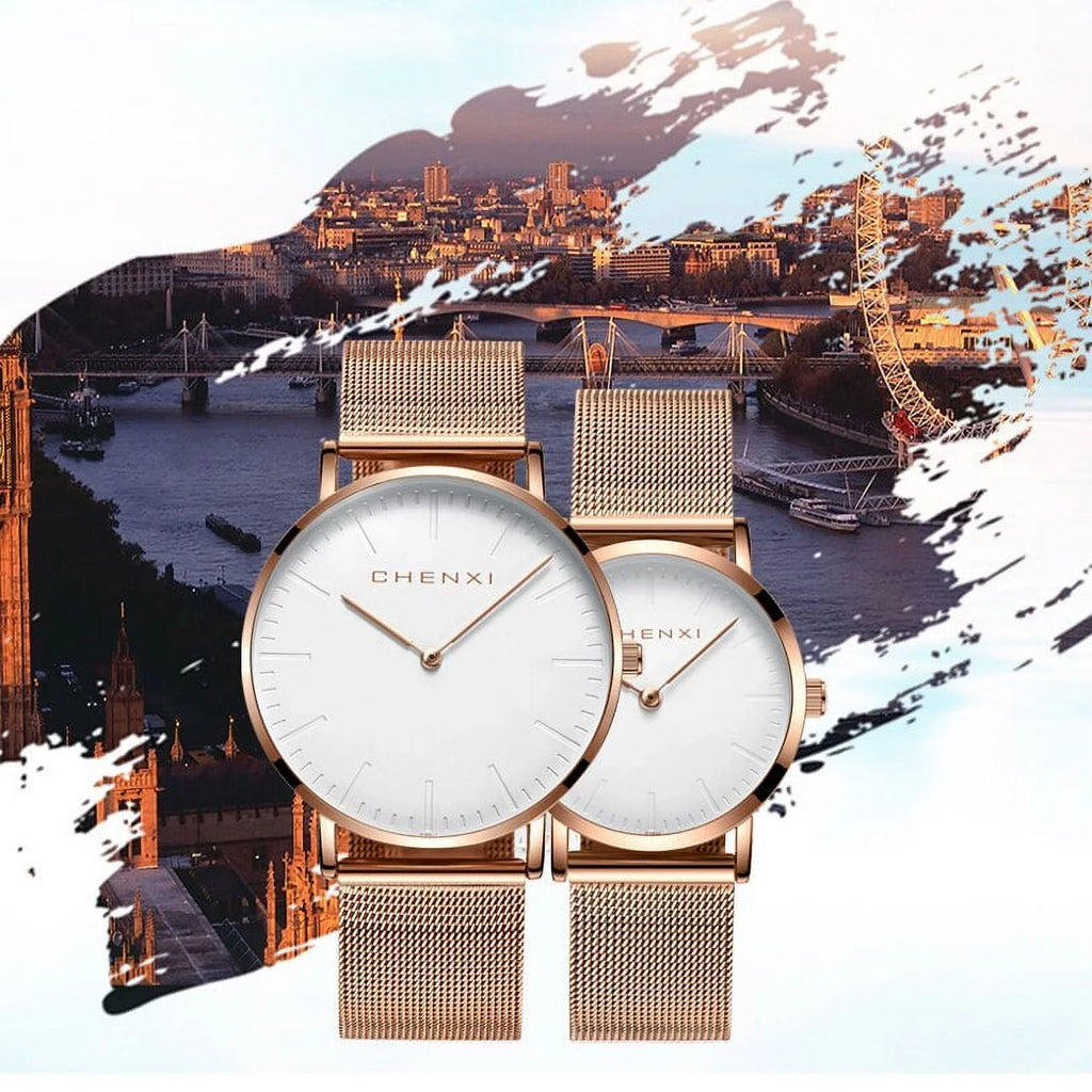 Fashion Elegant Waterproof Ultra Watches Rose Men Brand Quartz CHENXI Lover Ladies thin gold Luxury Dress Watch Woman Watch Top