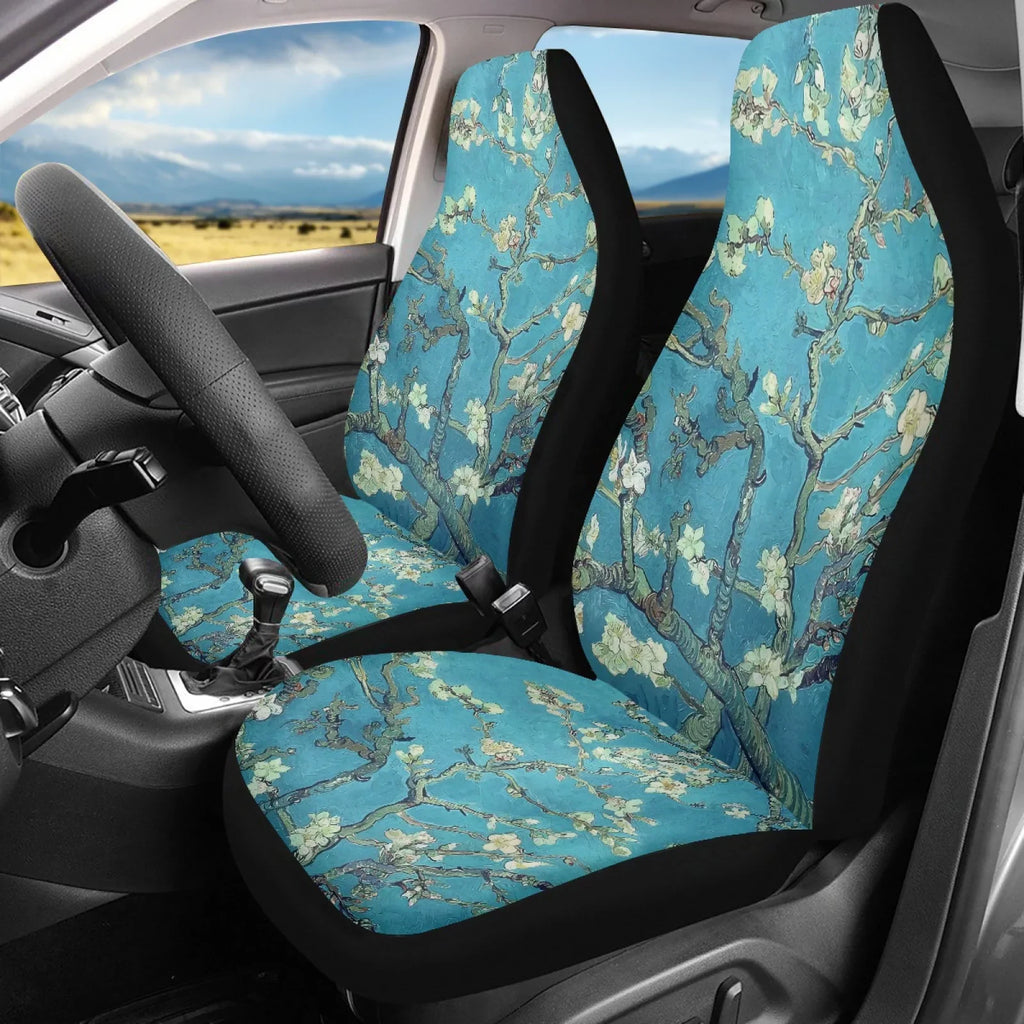 Xoenoiee for Front 2 Most Bucket Sedan to Plum Car Set Seat Cars SUV Covers Print Install Seat Blossoms Polyester Seat Vehicle Cover Pickup Easy Cover Truck, Pack
