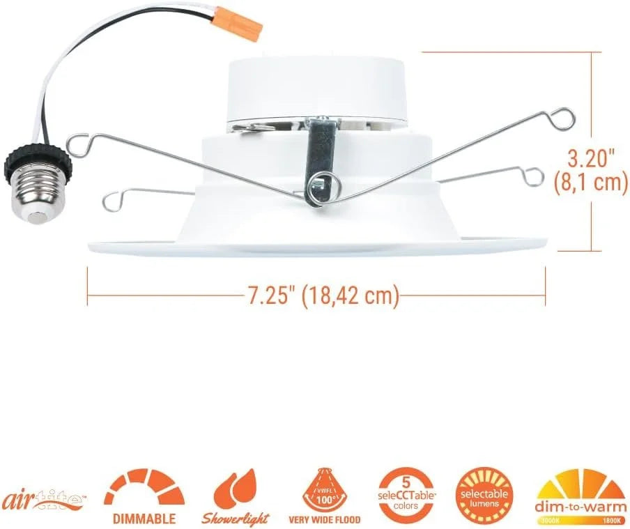 RL 900/1200 and Ceiling Retrofit Shower Trim, Warm, Lumens, LED inch Selectable Lumens to White Recessed Selectable Downlight, Retrofit Dim 5/6 Series Baffle Light & Matte CCT HALO