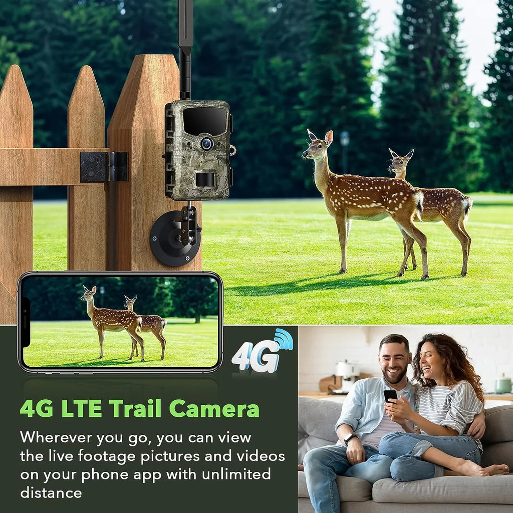 Motion LTE Vision 24MP Camera with for Trail SD Cellular to Waterproof Card Night Cam 4G Wildlife Monitoring with Hunting Video Activated Camera Sends Game 1080P Trail Cell Picture Phone CAMPARK -