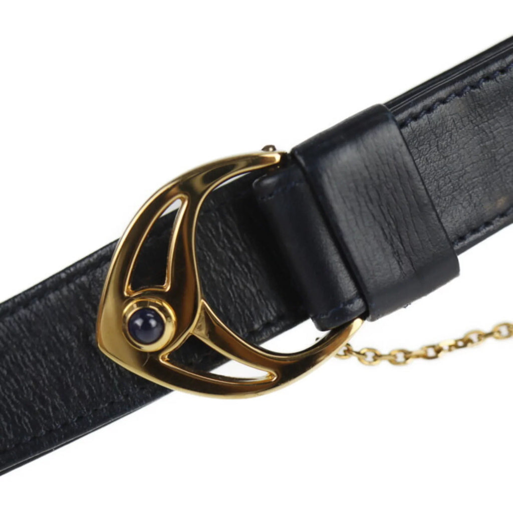 leather bag (Good) Cartier new line calf CARTIER navy shoulder 2WAY clutch sapphire dark Pre-Owned