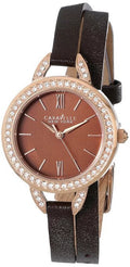 44L130 Caravelle Ladies new York Leather Double Wrap Brown Watch New