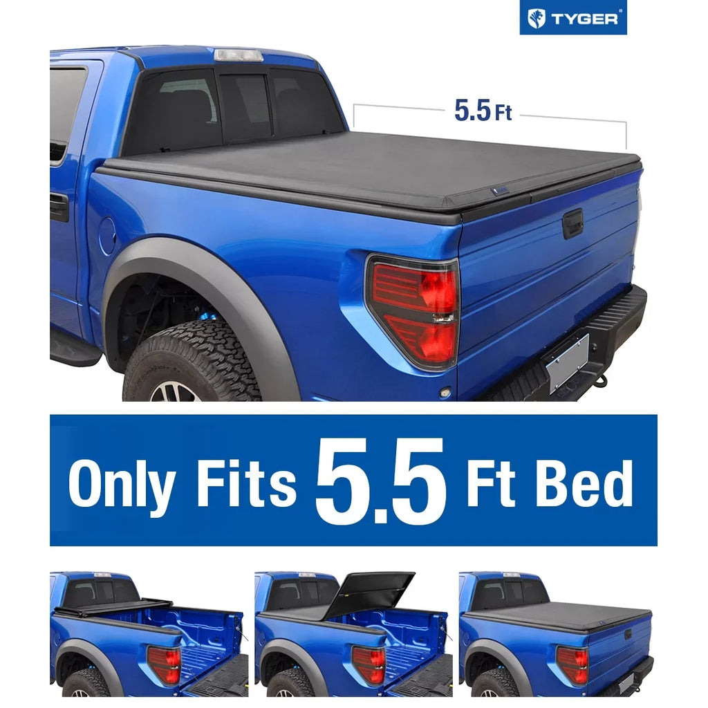 Truck Track w/o Ford Cargo 09-14 (66 Stepside) Pickup Tonneau special edition Raptor Series) Cover Bed Tri-Fold Fit (NOT TYGER 2013 inch) 2012 Utility Trifold 2011 (NOT feet For 5.5 Cover TG-BC3F1019 Tonno F-150 2010
