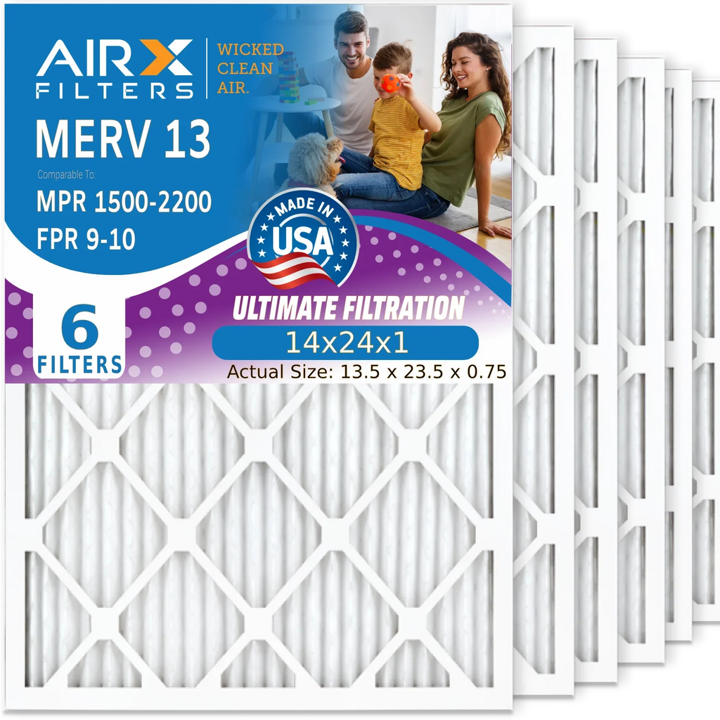 WICKED FPR 2200 Furnace MPR CLEAN USA Conditioner HVAC Air 1500 AIR. FILTERS Electrostatic 9 - classic Pack 13 Filter AC Made Premium Air by AIRX Comparable Filters & MERV 6 14x24x1 to Filter Pleated 14x24x1