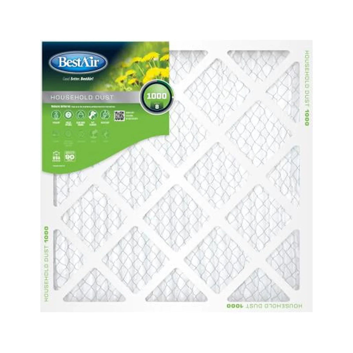 Pleated BestAir 1 x MERV 8, B1-1010-8-12 10x10 In. 90 - Filter, Air 12 Quantity Days