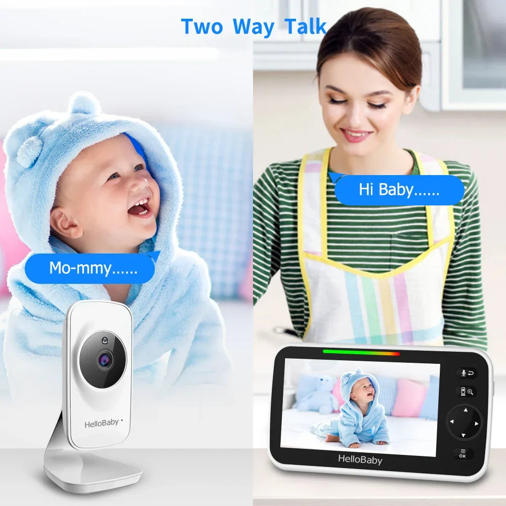 Temperature Vision, Night and Way Screen, Display, Monitor HelloBaby Audio 5 Baby VOX Audio, Camera Camera, Monitor Video Infrared special edition and Mode Color Two with 5" inches Lullaby, LCD