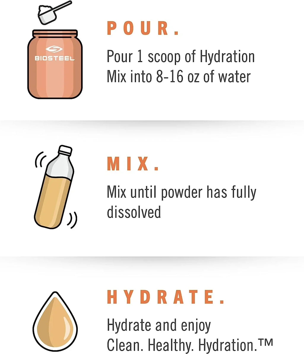 Flavor, Hydration Peach per Hydration Mango Zero Electrolytes, BioSteel Mix, with Essential Tub Servings 45 Great Sugar 5 Tasting