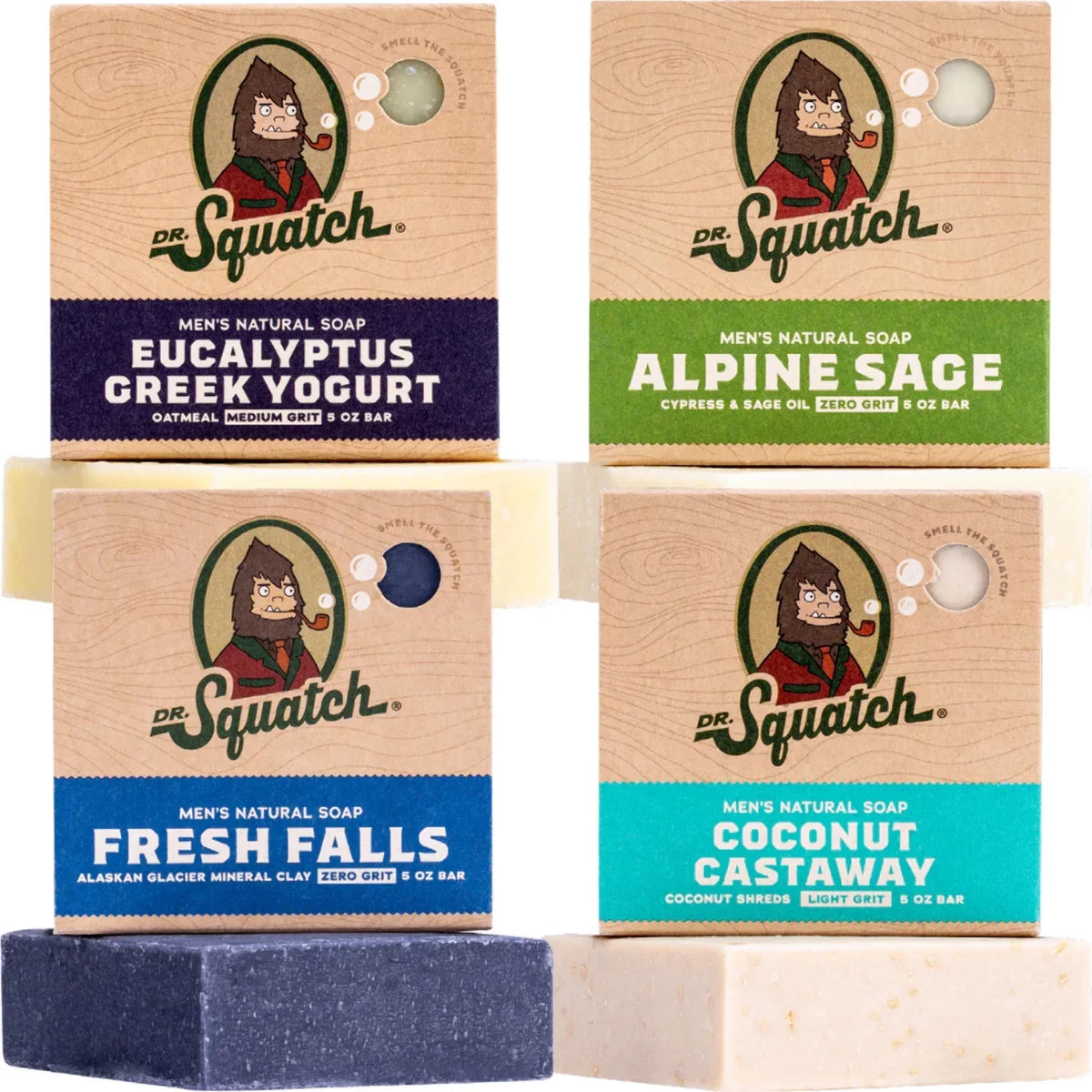 Pack Soap Yogurt Squatch Eucalyptus Variety - Men's Castaway, Greek Soap Sage, Men's Coconut - Alpine Fresh Bar Natural trendy 4 Falls, Dr.