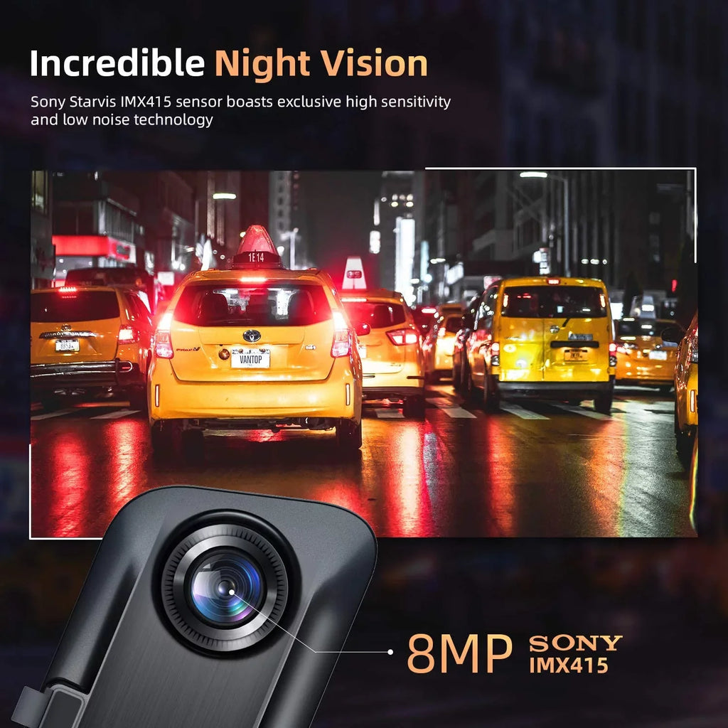 Mirror 4K Front classic 12" Parking Camera Rear Cam Control Dual Monitor Mirror Screen, - Dash Camera, Cars Touch Vantop W/Night IPS & View H612T Vision Dash Voice