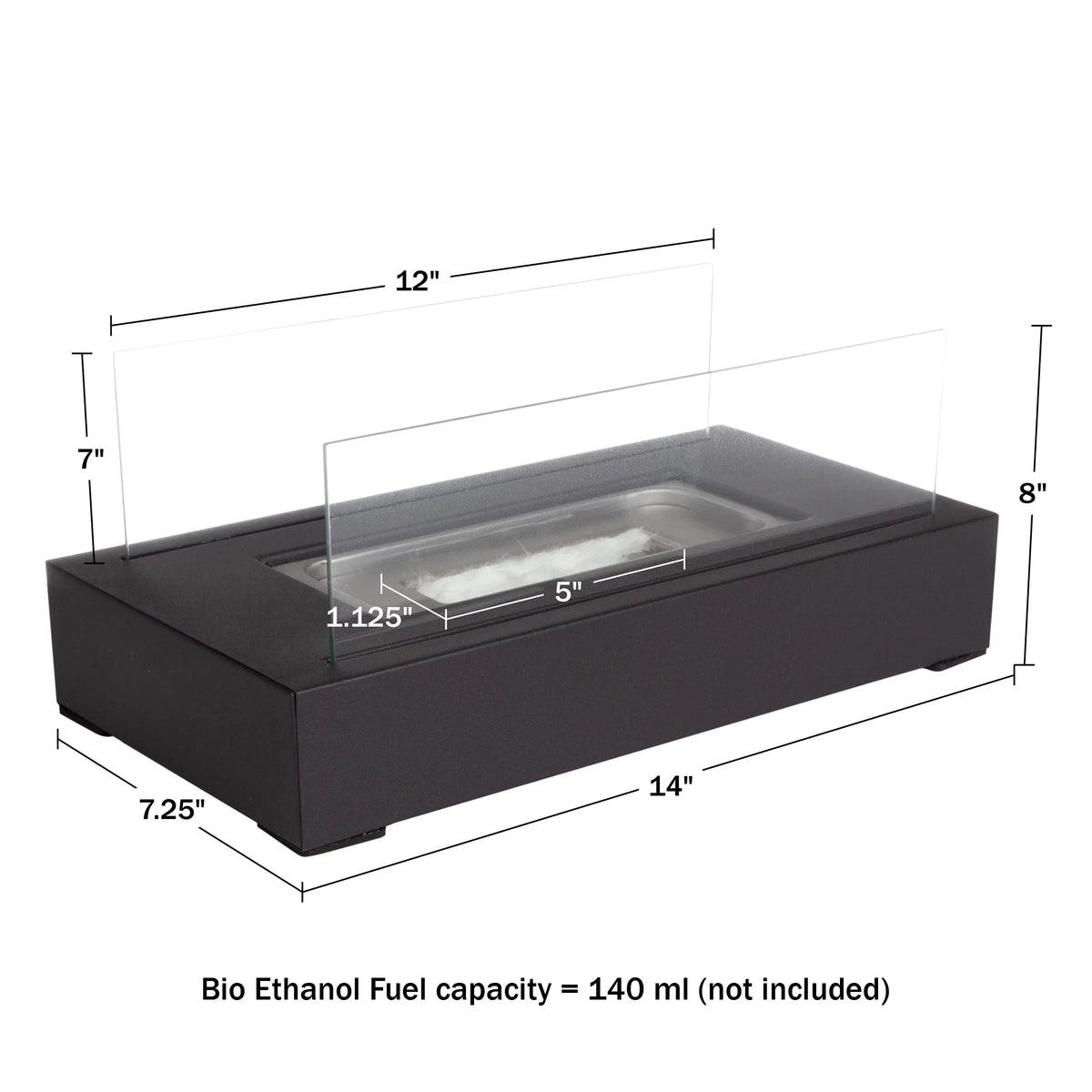 Indoor Black Ventless Bio or Tabletop 2-Pack Rectangular Ethanol Fireplace, Northwest Outdoor