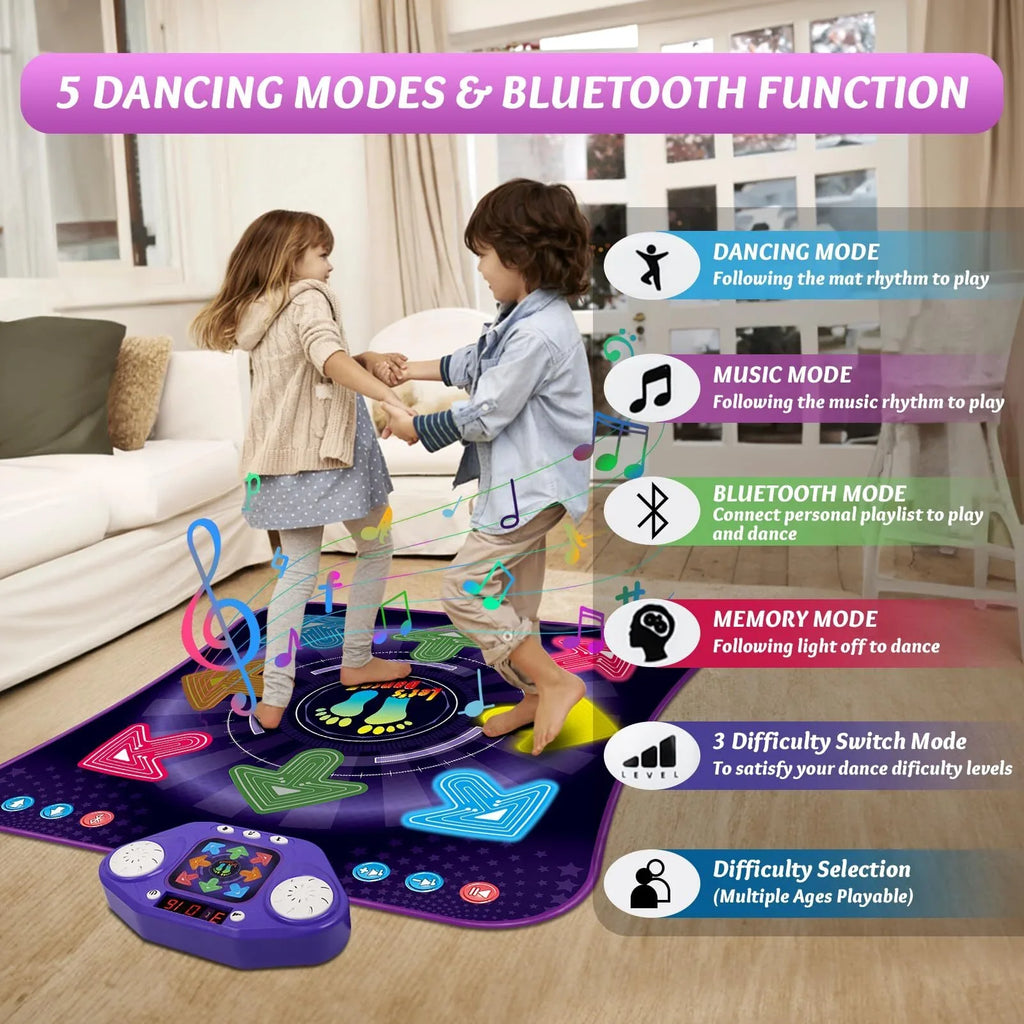 8-Buttons for 3 Light Girls 5 Xmas 10+ Old 5 & with Year Dance Toys special edition PAFOLO 8 Gifts Up Kids, 6 Game Boy Dance Old Easter Dance Wireless 4 7 Year Modes, Mat Bluetooth, 9 Pad with Music for Toy 3-12