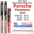 2019 Panamera Beam Blade (Set 3) Wipers Sport Wiper Porsche w/Rear of Turismo new Turbo
