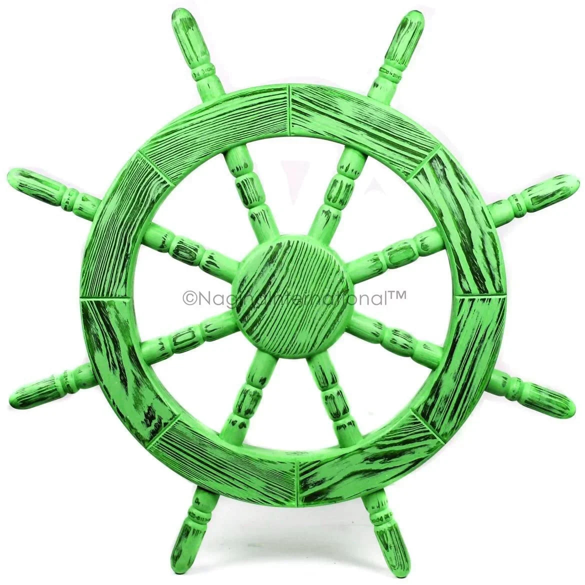 Decor International (48 Junky Handcrafted Nautical Wall Green) Wheel Beautiful Maritime Decor Pine Rustic Exclusive Inches, Ship Nagina Wall Antique |