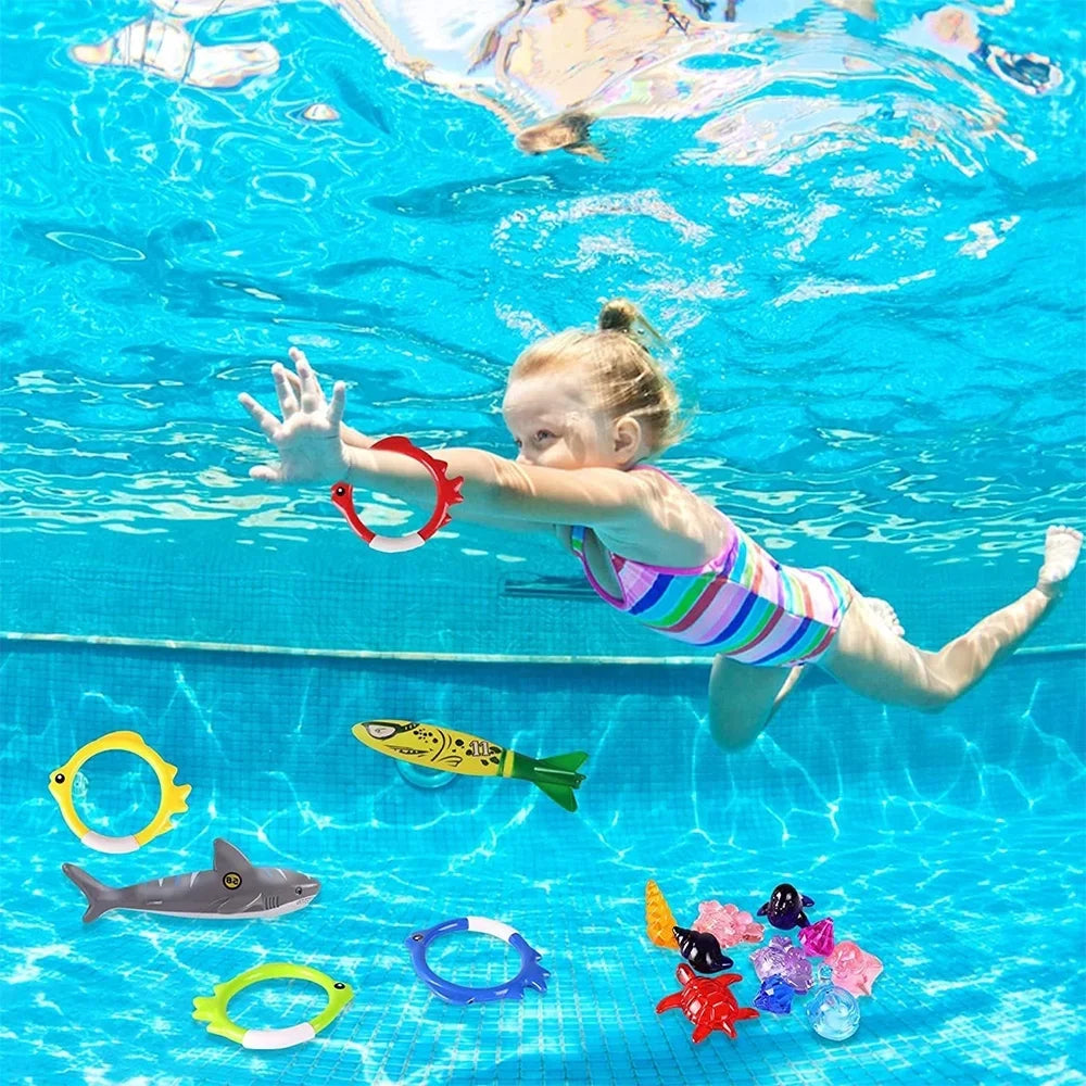 Playoza Summer Kids,Fun Swim & Gifts Boys Development Toys Girls Pool Pool Swimming Swim Bag,20 Skill Diving Storage for Toys Pack Learning Games Dive with Underwater Swimming Diving Set, for
