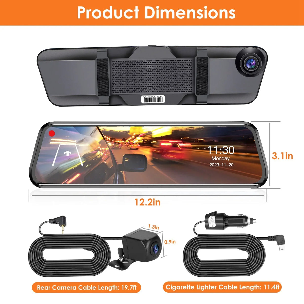 4K Motion Control Cam Detection 12in Recording Control DVR Camera Recorder Car Angle APP classic with Voice G-sensor 170° iMounTEK Camcorder Loop Dash Night Vision