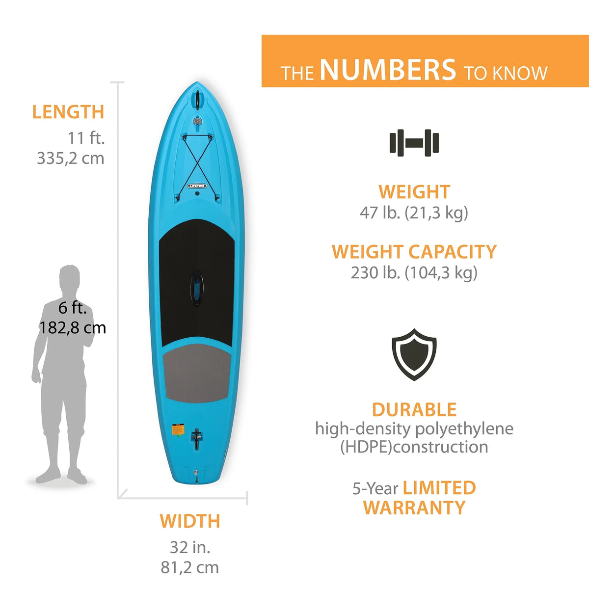 (90579) Paddleboard, Glacier Lifetime ft 11 Stand-up Blue Amped
