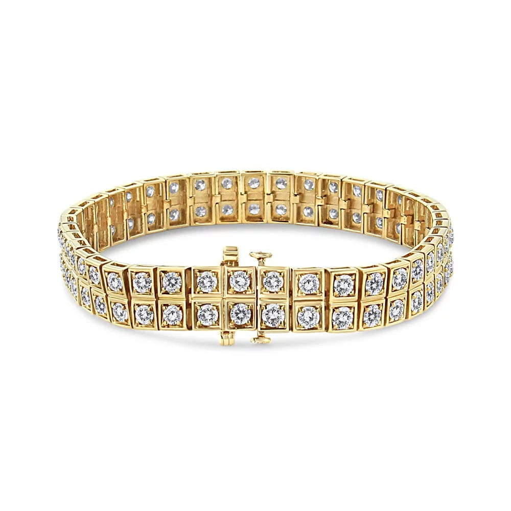 Color, Cttw Diamond Square - Clarity) Bracelet 7.25" Yellow Round-Cut (K-L Two Gold 10K I1-I2 Row 8.00 high quality Link Inches Tennis