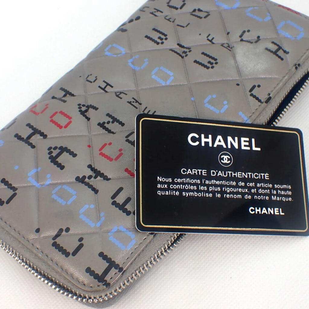 mark trendy (Good) computer Chanel matelasse board long CHANEL Cambon Pre-Owned circuit here wallet pattern