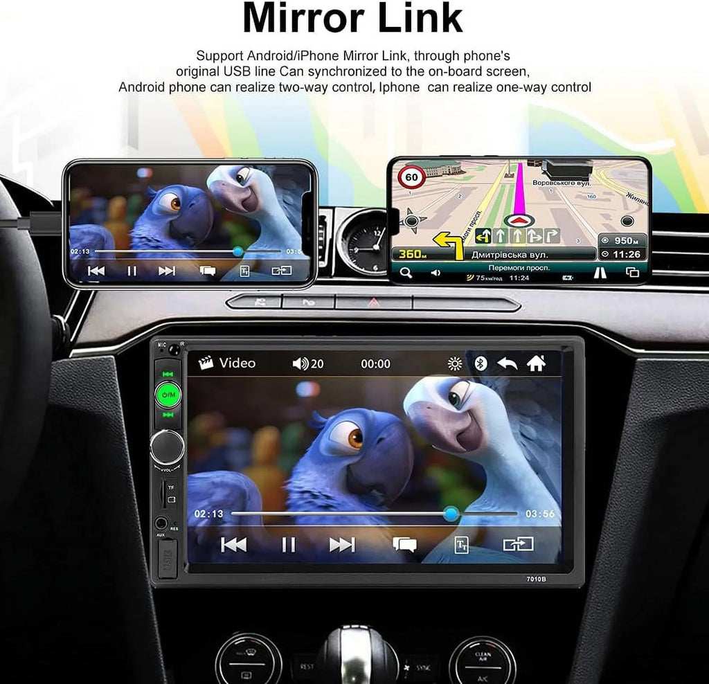 HD Bluetooth View Mirror Rear Car 2 7 Camera/ MP5 player Link /AUX Car radio /TF Screen Audio with /Video /FM Stereo /USB car Inch MP4 DIN /Car Touch