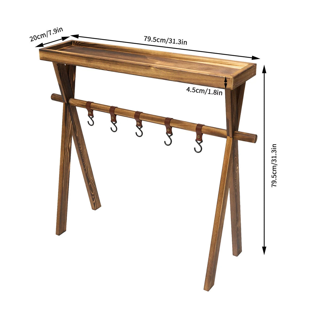 Wooden Grill Picnic Camping, Outdoor Shelf BBQ Rack Rack Picnic, for Storage Miumaeov Portable Table