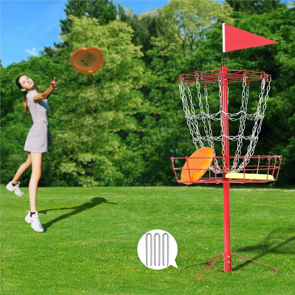 12-Chain Red Baske, Metal Golf Easyfashion Disc