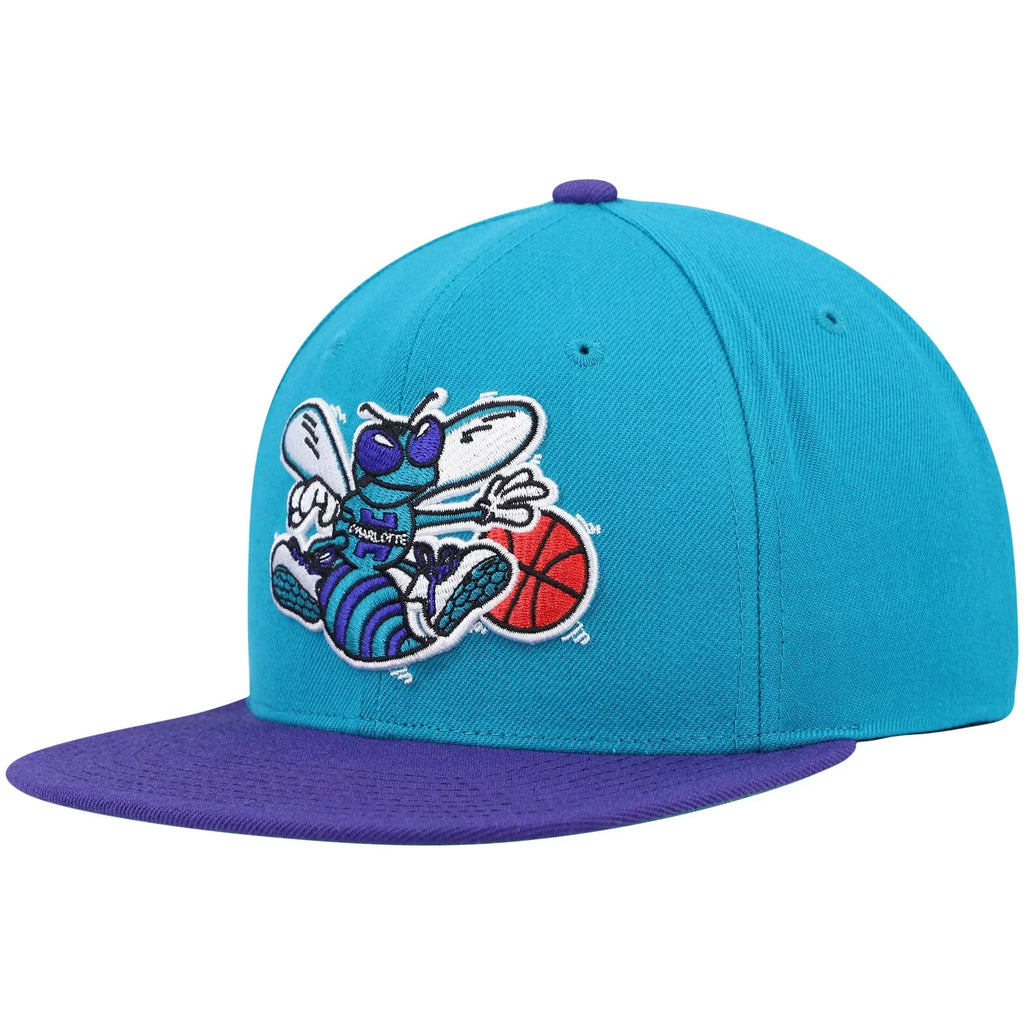 Hat Snapback Teal/Purple Mitchell & Ness - Hornets Charlotte OSFA trendy Classics Hardwood Team Men's Two-Tone 2.0