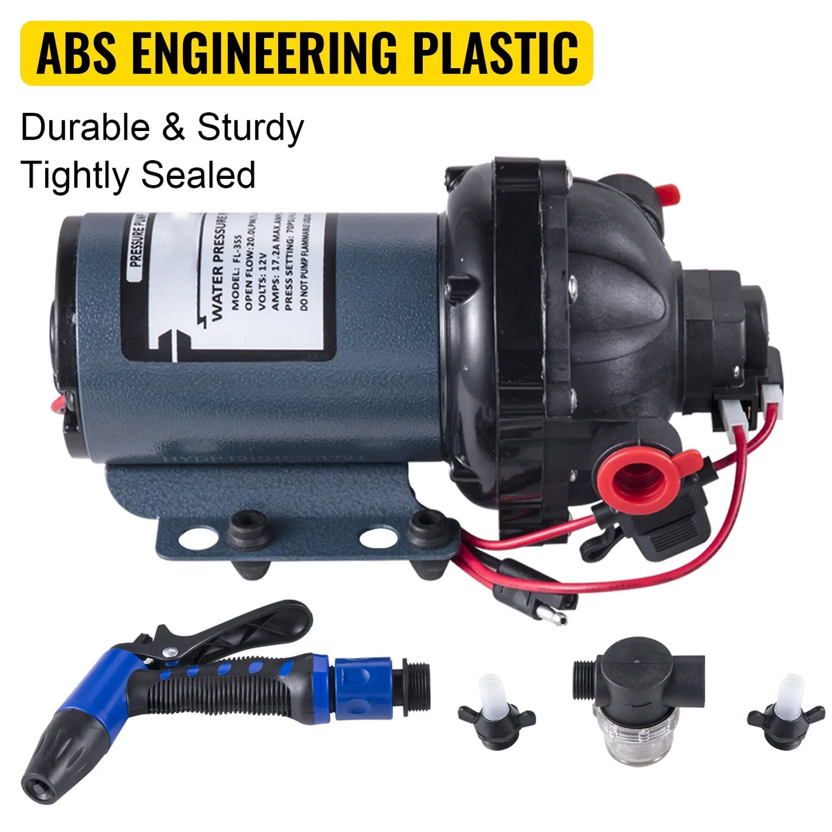 Water RV Marine 5.5 Gallons Pump Washdown BENTISM Water Coiled 25 Per PSI Pumps Automatic 12V 5.3 with Minute 70 for Pump Hose Yacht Boats Diaphragm Caravan Pump Foot Rv GPM
