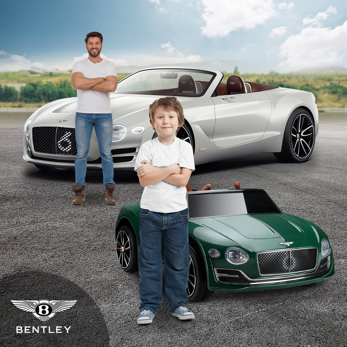 12V Control, Green Ride on Music, on Licensed for 3+, Girls Bentley Official Boys Age Car Car, Remote Ride Electric LISUEYNE with classic Car