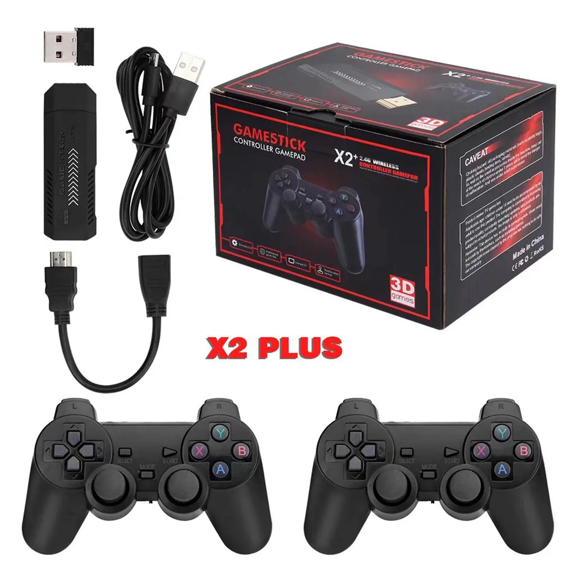 Retro Wireless Console, Game Games Stick Console Upgrade Double X2 Controller,30000+ Plus Wireless Retro Games,128GB
