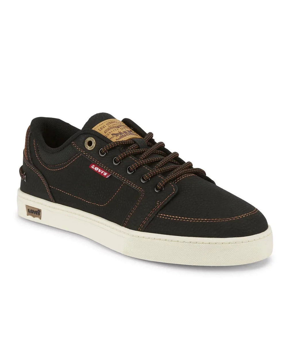 SHOES SNEAKERS LEVIS TRAINERS WAX BLACK/TAN SIZE LOW SPORTS MEN NEW 9.5 HARBOR