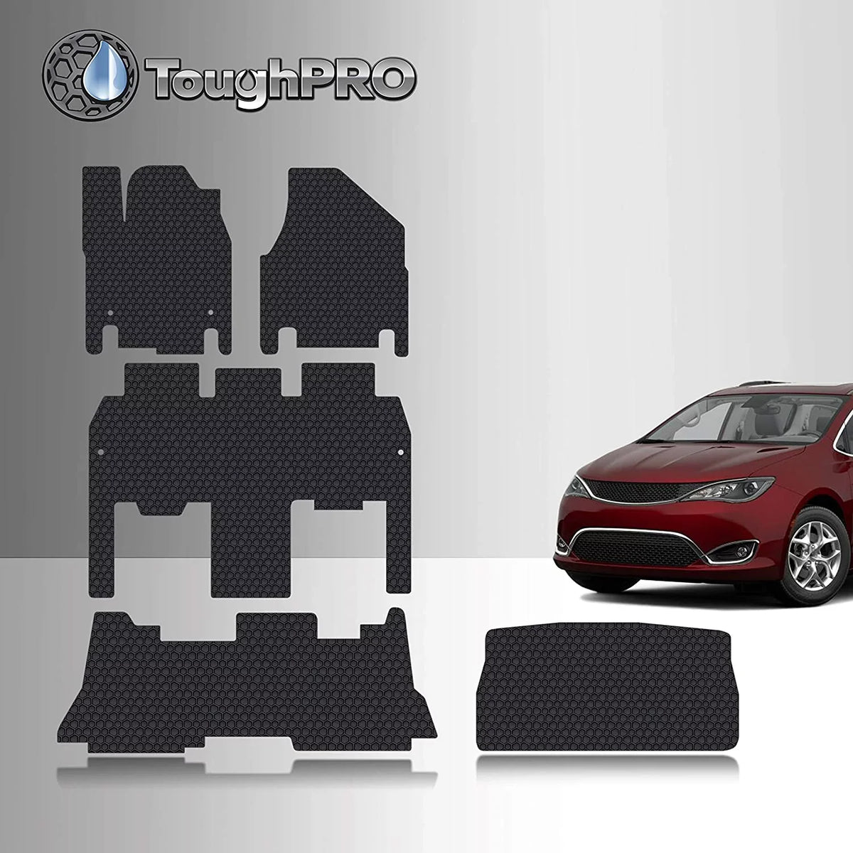 with + Floor - Set Hybrid - - All Mats Compatible Floor Row Duty Chrysler 2021 Weather TOUGHPRO Cargo Mat Pacifica Heavy Accessories 3rd +