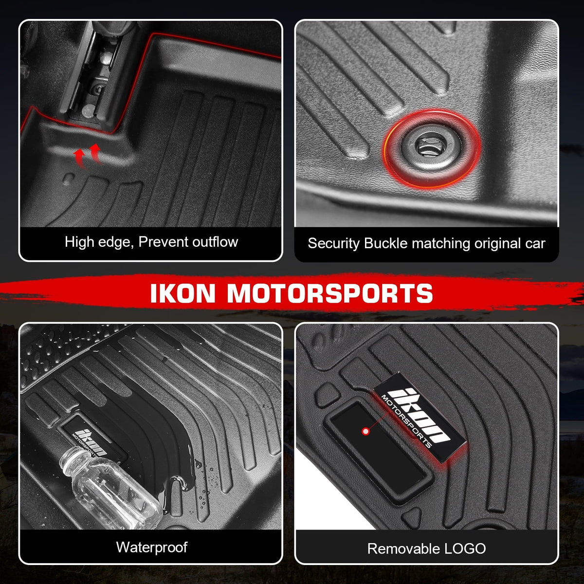 TPE 2008-2016 All Liner 4PCS Caravan Rear Black Town Carpets Car Mats With Compatible Ikon 2008-2020 Protector Row 3D Dodge Molded Chrysler Country 1st 2nd Weather Front Grand Floor & Motorsports 3D