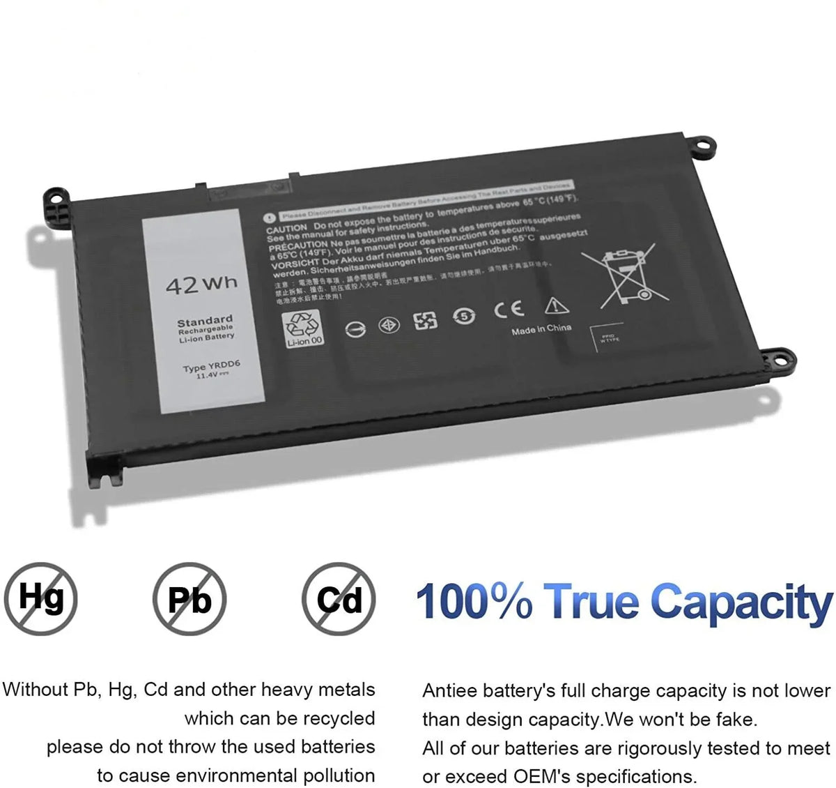 YRDD6 5485 Latitude 5482 5591 Inspiron Battery 3310 5491 For 42Wh 0YRDD6