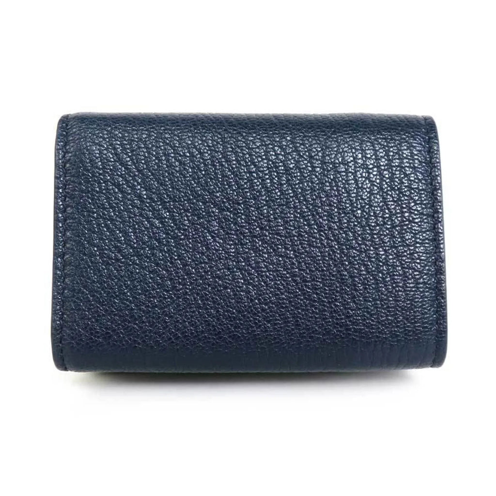 (Good) wallet trifold Pre-Owned navy leather gold mini BALENCIAGA Balenciaga