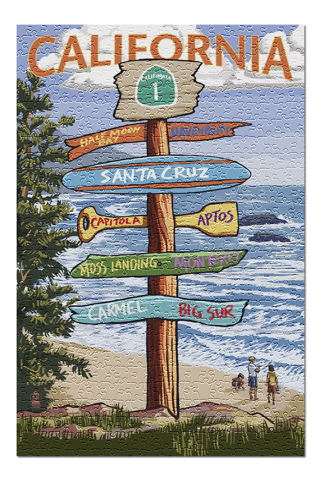 Cruz, USA) Sign for Puzzle Destinations Piece Family, (19x27 California, Jigsaw Santa Premium and inches, 500 in Made Adults