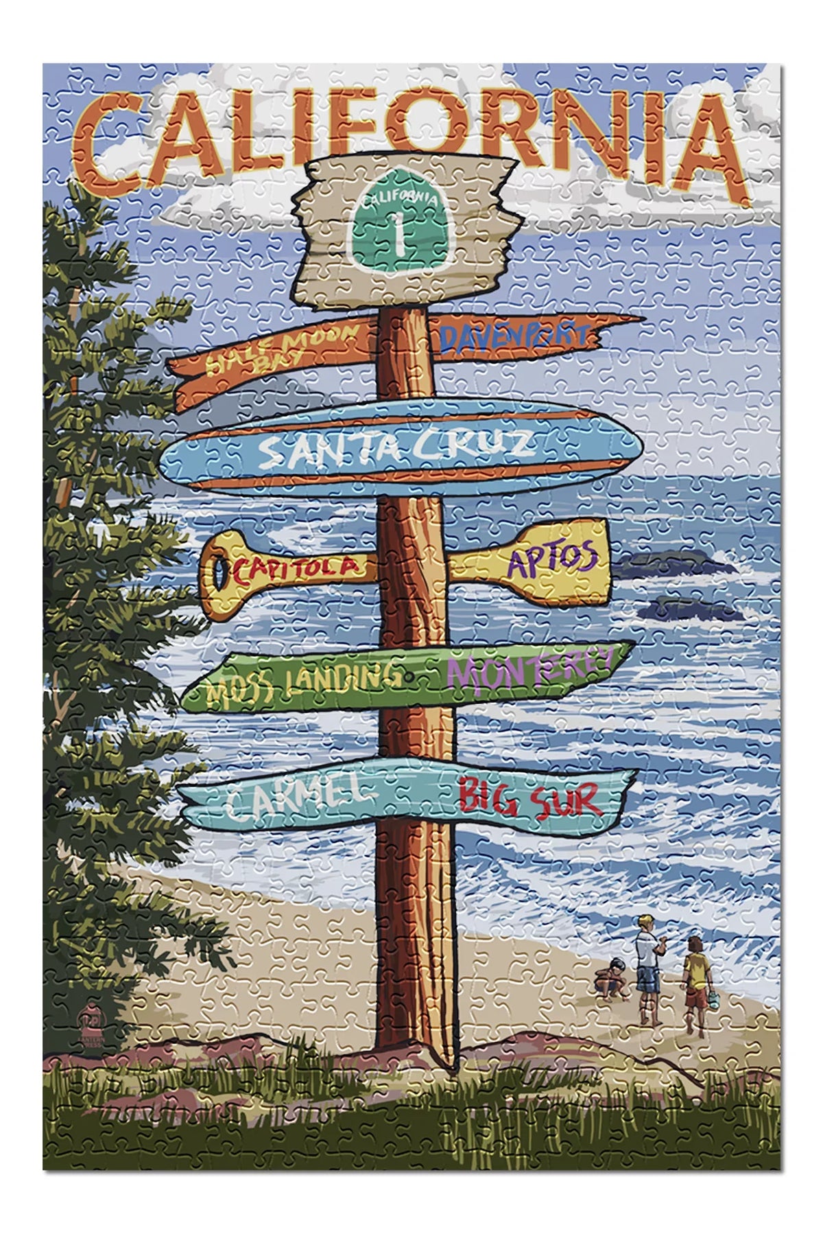 Cruz, USA) Sign for Puzzle Destinations Piece Family, (19x27 California, Jigsaw Santa Premium and inches, 500 in Made Adults