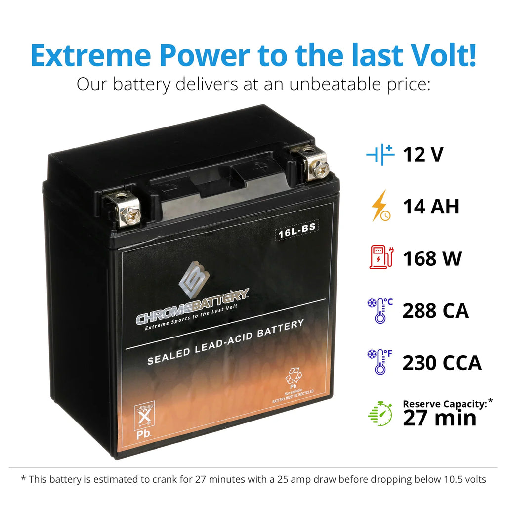 Battery Yamaha Battery CCA) 230 Runner Ah, for Jet Ski Volt,14 (16L-BS Chrome 12 Wave YTX16L-BS 1991
