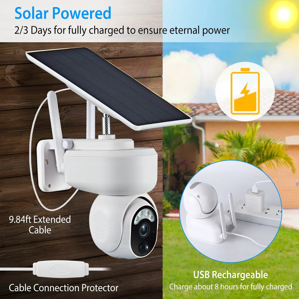 Vision Wireless Audio Siren 2-Way Night Detection Human Home Light WIFI Camera Surveillance Security Camera special edition Powered Color Flood Outdoor 1080P Solar Battery for iMounTEK