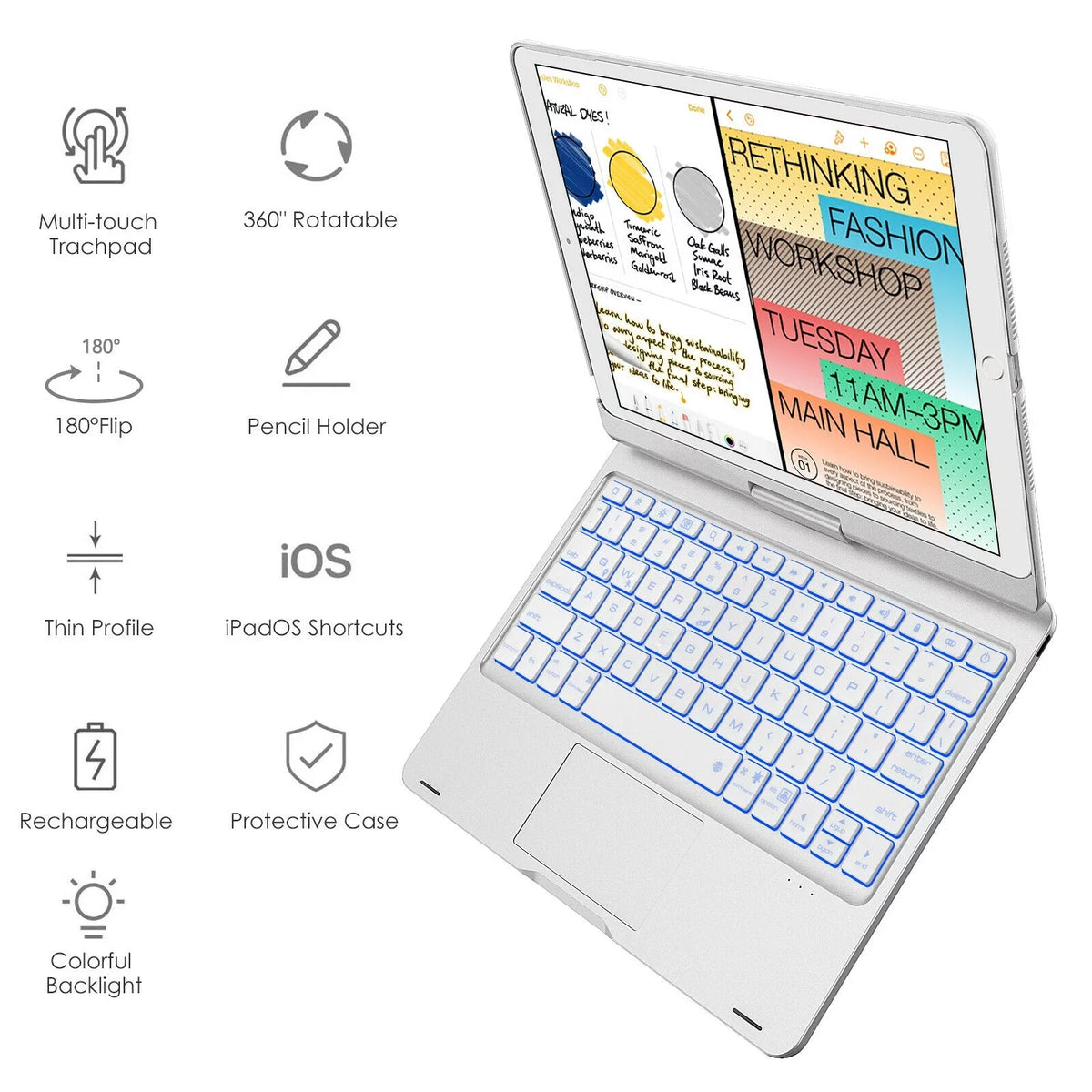Protective 10.2-inch iPad Generation Air Dingrich Trackpad Slim for Holder Generation classic (2020), Case Keyboard 10.5, with Gen, Cover iPad iPad iPad Pencil 3, with Pro 8th 7th (2021), 9th