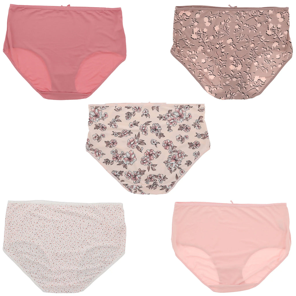 Classic Women's Floral Panties Sexy Size Pink Burke Intimates (5Pr) Plus Rise Delta Dots) Brief (X-Large, High