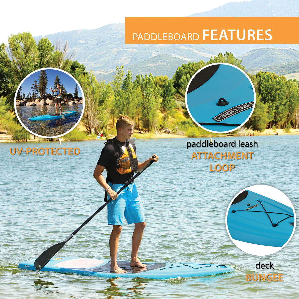 (90579) Paddleboard, Glacier Lifetime ft 11 Stand-up Blue Amped
