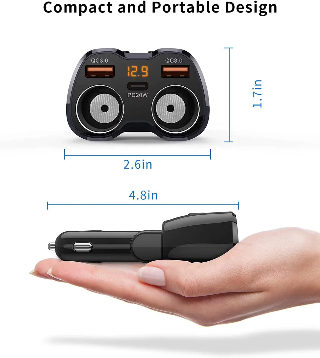 for Dual USB 180W C GPS/Dash Lighter SUPERONE QC3.0 20W 13 Cam/Laptop/iPad/iPhone Splitter, PD Lighter Adapter Pro ette and ette with Splitter 2-Socket Max/13/12/11 Charger ?Upgraded? Car