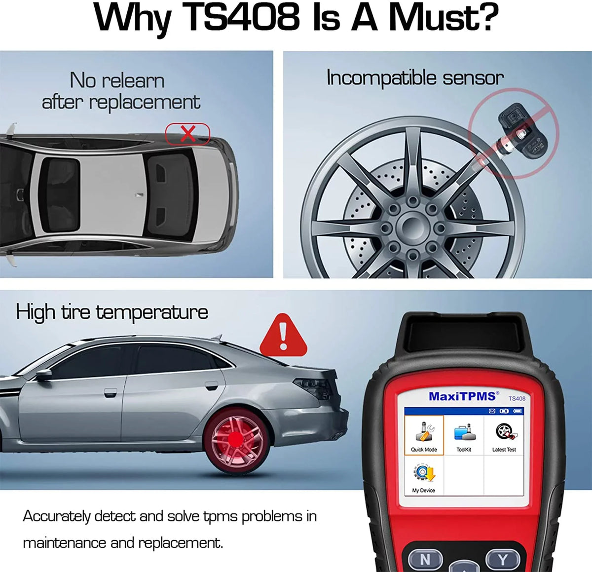 Autel Key Tool TPMS TS408, Program, Reset, Relearn TPMS Fob Activation, Testing Sensor