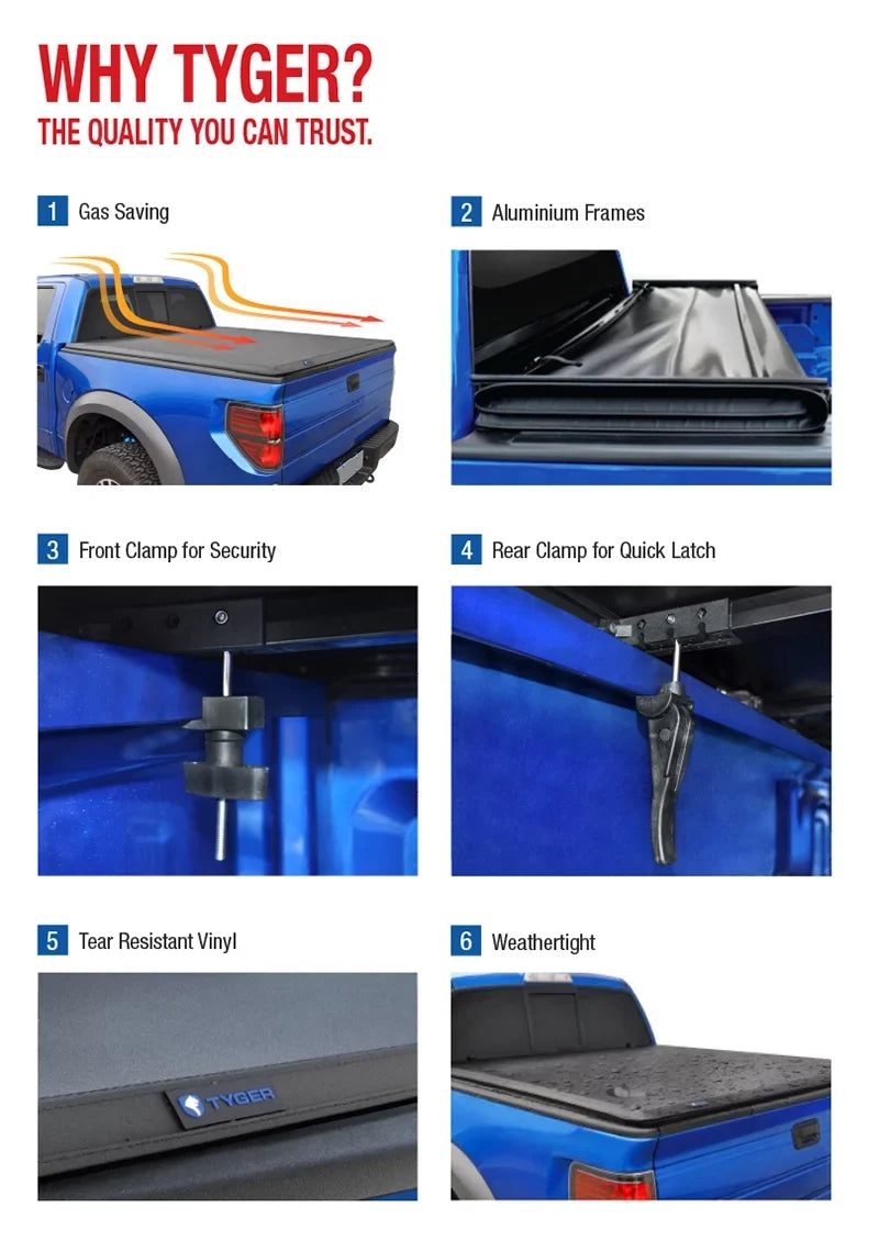 Truck Track w/o Ford Cargo 09-14 (66 Stepside) Pickup Tonneau special edition Raptor Series) Cover Bed Tri-Fold Fit (NOT TYGER 2013 inch) 2012 Utility Trifold 2011 (NOT feet For 5.5 Cover TG-BC3F1019 Tonno F-150 2010
