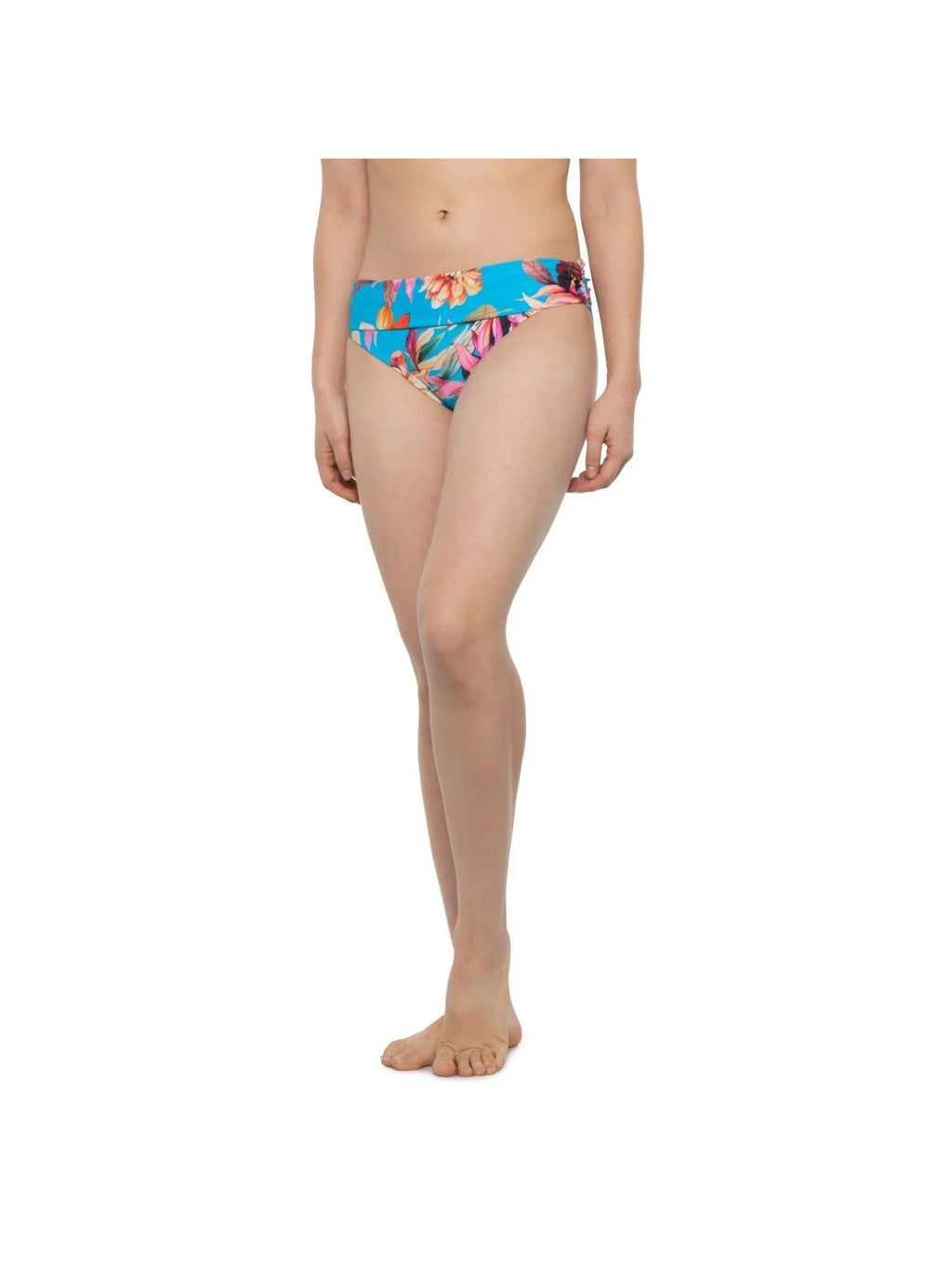 Stretch BLANCA Swimsuit Bottom Coverage Floral LA Blue Shirred Women's 2 Hipster Moderate