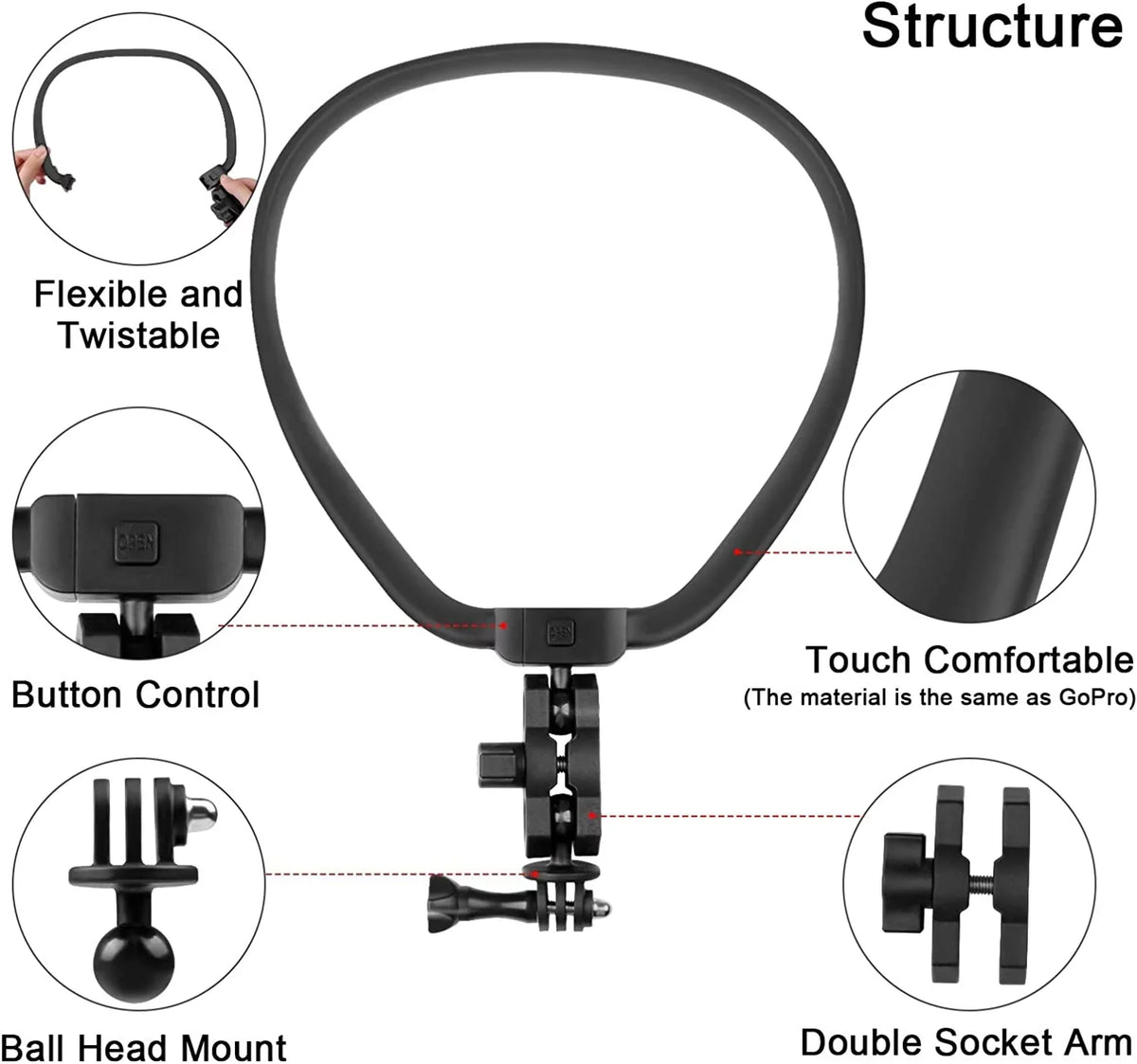 Phone Smartphone Chest and Holder Strap Camera Neck Mount AKASO Smart DJI for GoPro POV/VLOG Video Action Taisioner