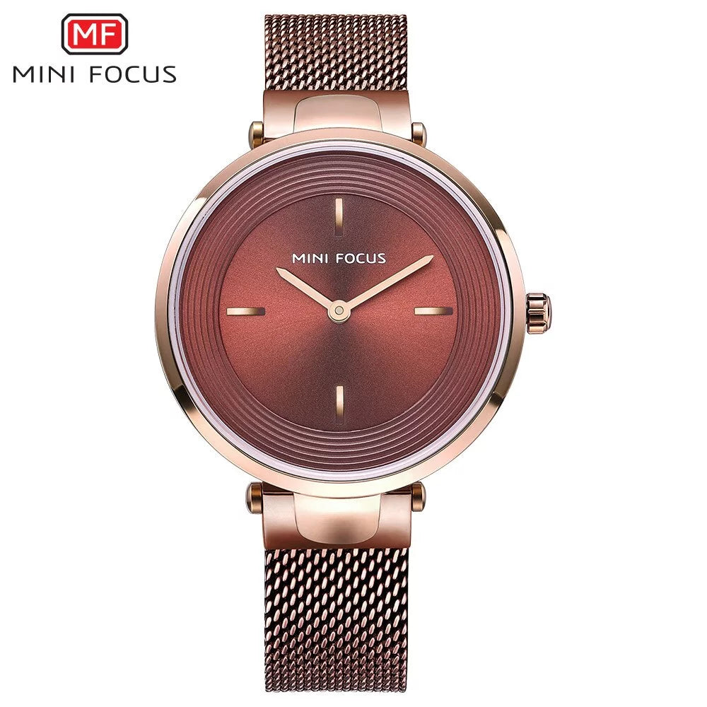 Relogio Women trendy Rose Quartz Gold Luxury FOCUS Woman Fashion Feminino Brand Watch Waterproof Ladys Watches MINI for Casual Simple